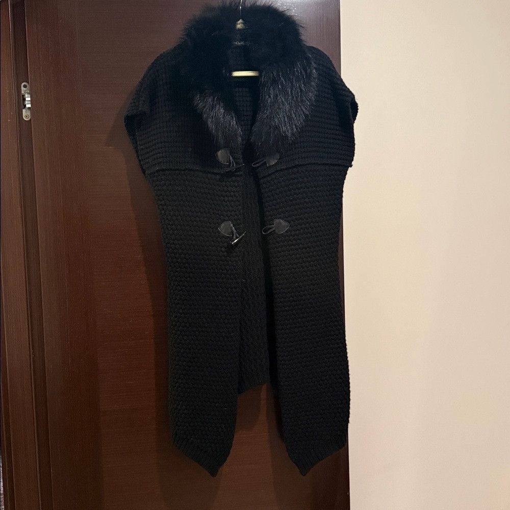Other Rino & Pelle Elegant Black Women's Sweater Vest with Fox Fu Size S / US 4 / IT 40 - 1 Thumbnail