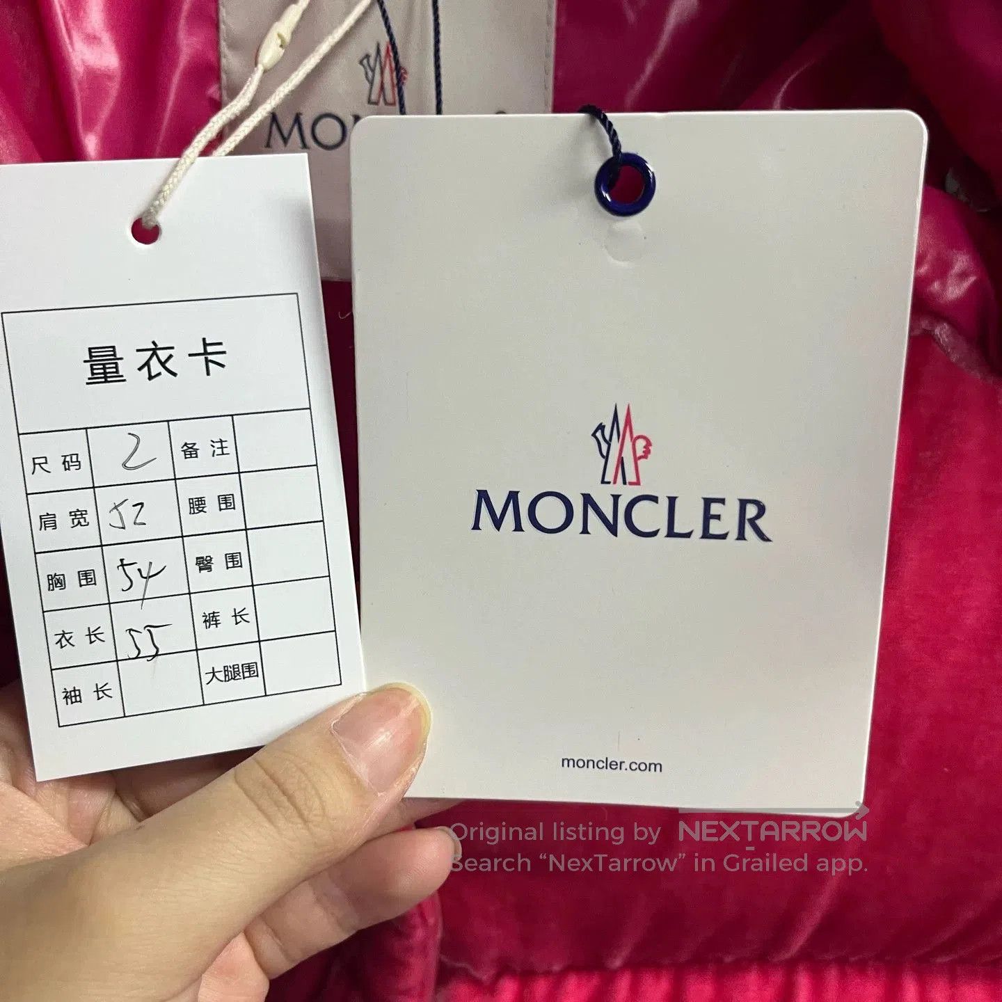 Moncler Moncler Pink Logo Hooded Down Jacket. Size M / US 6-8 / IT 42-44 - 3 Thumbnail