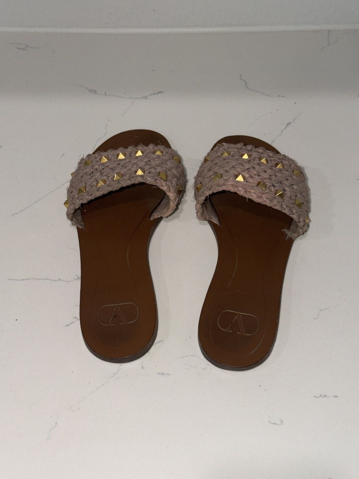 Valentino VALENTINO ROCKSTUD ACCENTS STRAW FLATS Size US 7 / IT 37 - 2 Thumbnail