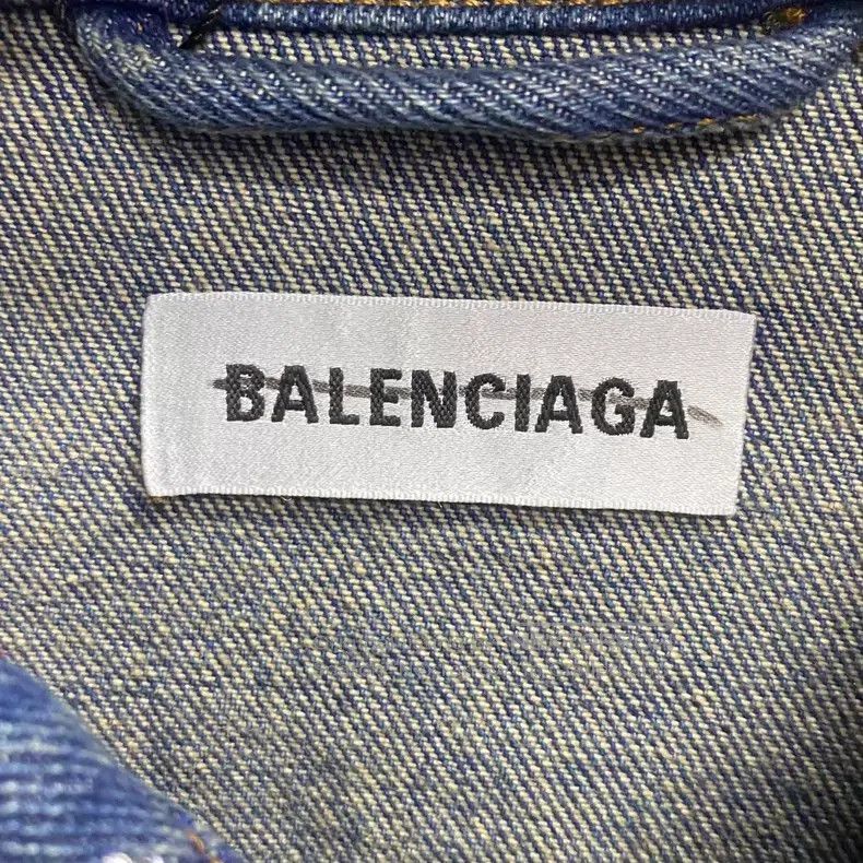 Balenciaga Balenciaga Blue Diamond Pattern Logo Denim Jacket Size XS / US 0-2 / IT 36-38 - 4 Thumbnail