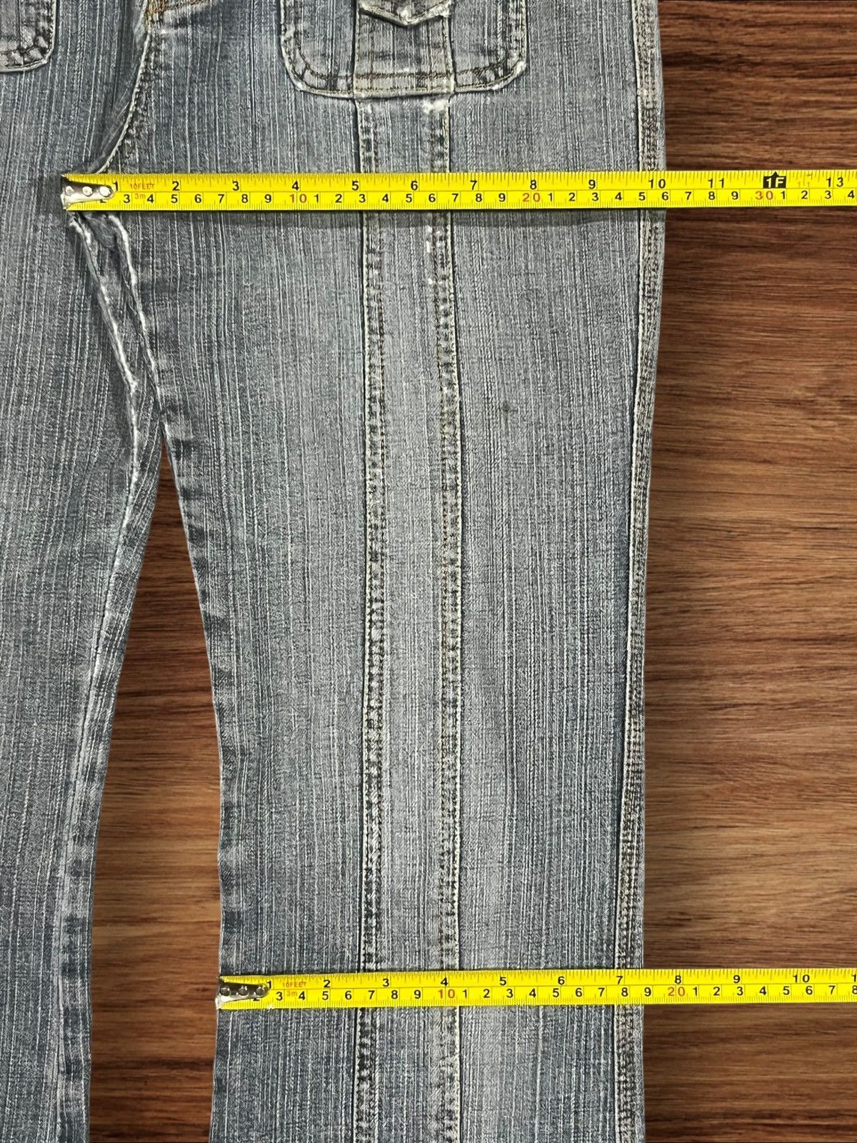 If Six Was Nine Panel Stitched Y2K Cargo Inspired Pocket Bell Bottom Jeans Size US 30 / EU 46 - 15 Thumbnail