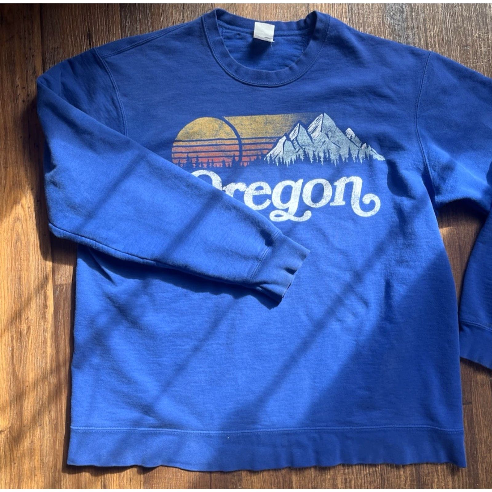 Vintage Port and Company Men's Oregon Sweatshirt Blue XL Pullover Crew Neck Graphic Print PNW Outdoors Hike Nature Camp Water) Size US XL / EU 56 / 4 - 4 Thumbnail