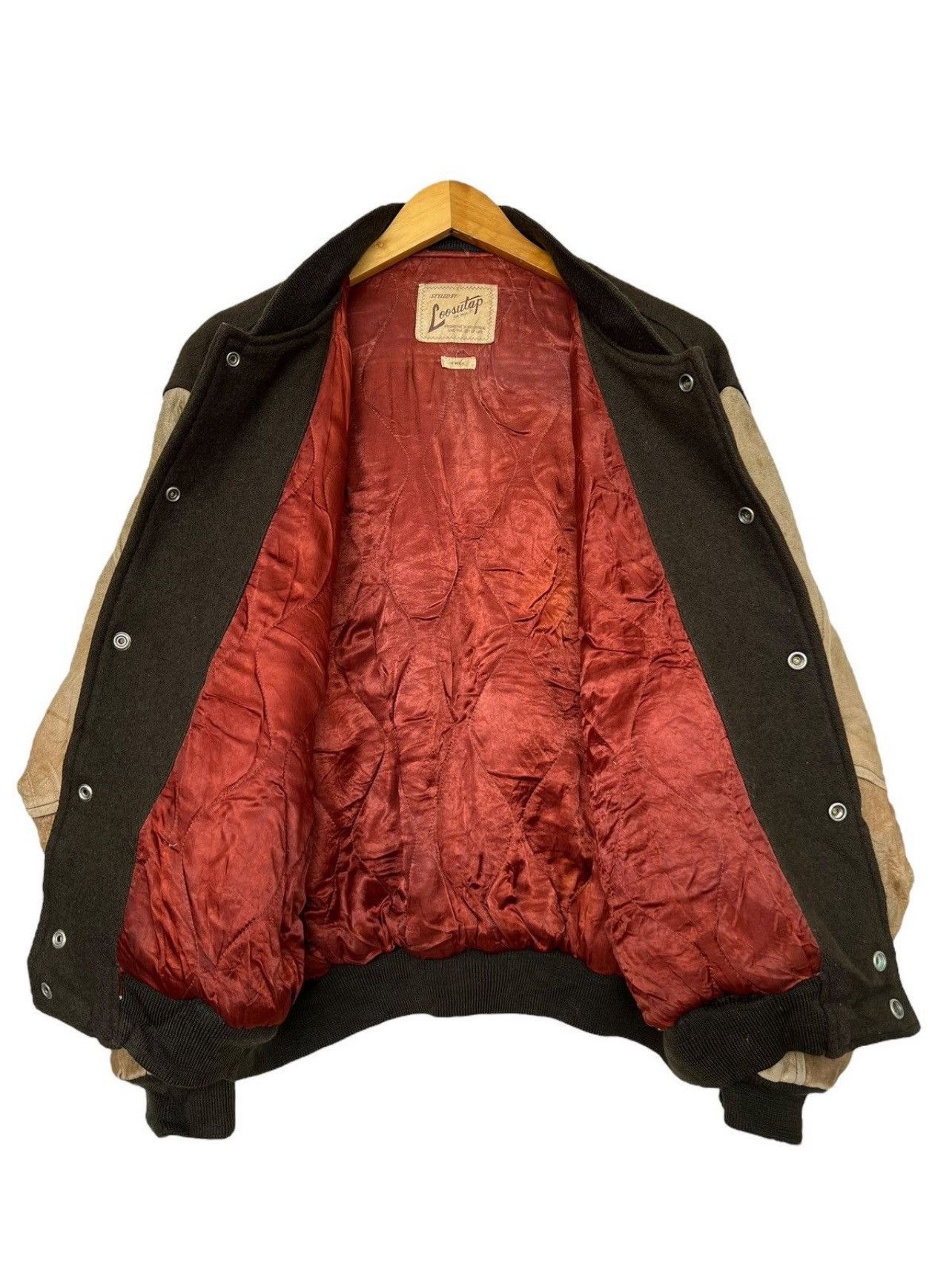Vintage Loosutap Patch Embroidered Green Leather Varsity Jacket Size US L / EU 52-54 / 3 - 9 Thumbnail