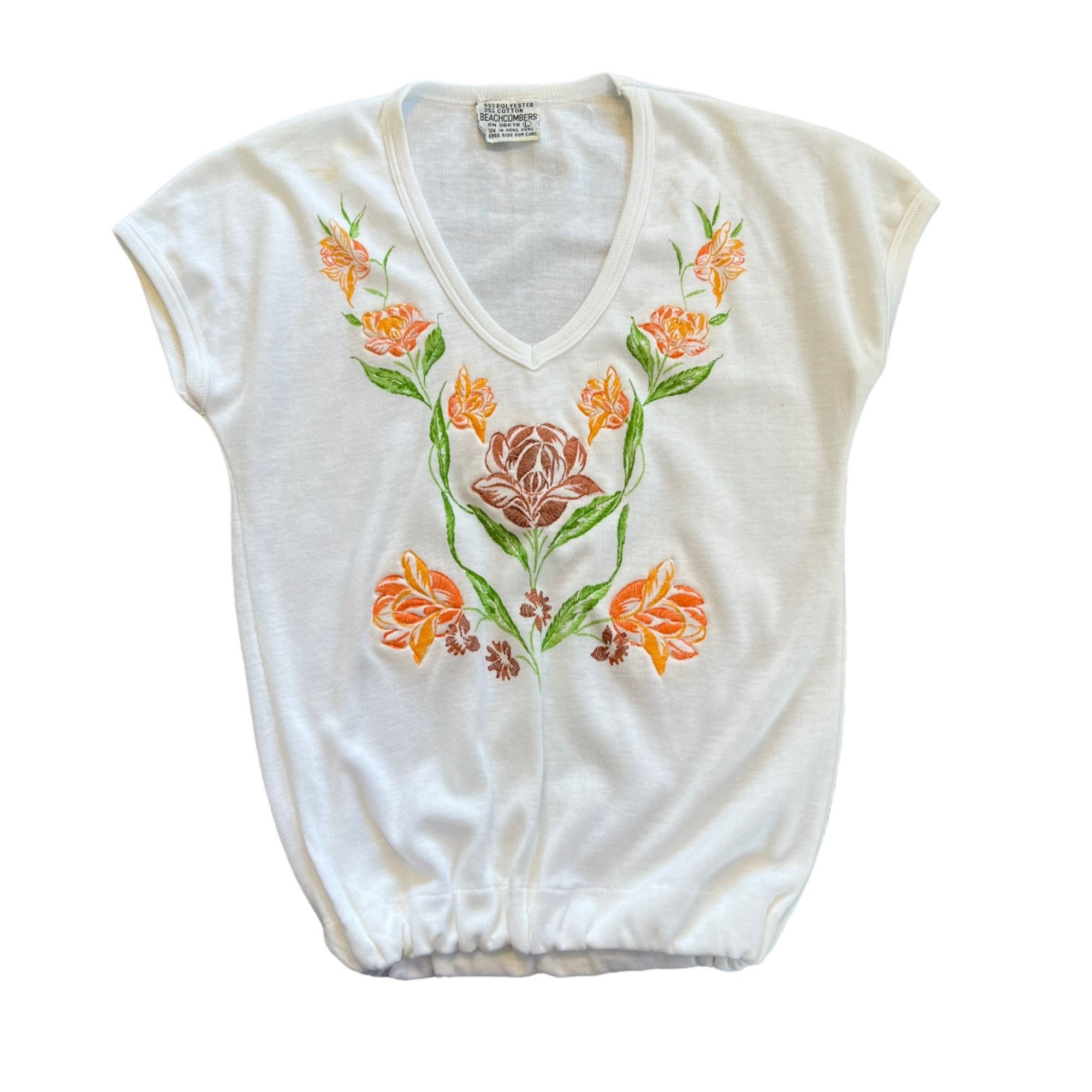 Vintage Vintage Beachcombers Floral Embroidered Super Soft Tee S Size S / US 4 / IT 40 - 1 Thumbnail