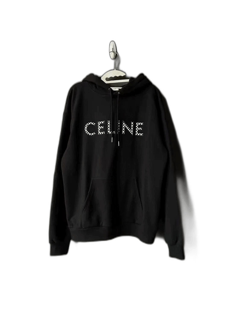 Celine Celine Black Hooded Sweatshirt with Studs | Grailed