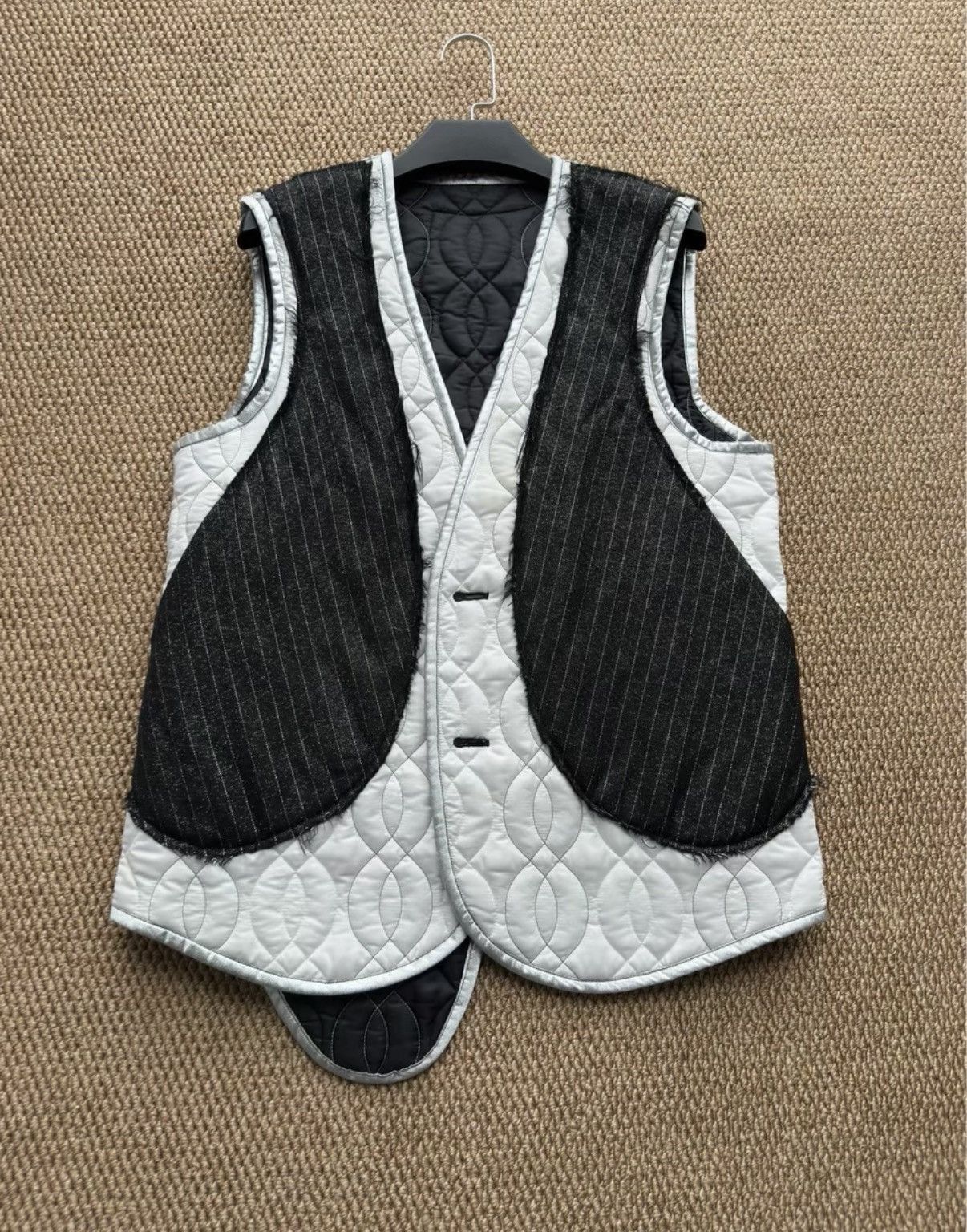 Sulvam Sulvam Silver-Black Panel Deconstructed Vest K23 Size US M / EU 48-50 / 2 - 1 Thumbnail