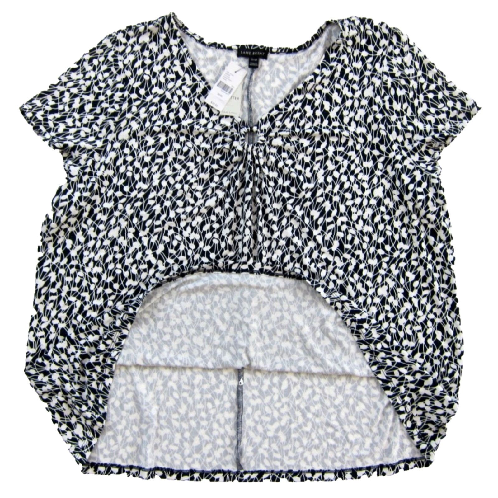 Vintage NWT Lane Bryant Blouse Cap Sleeve V-Neck Floral Stretch Top 22/24 Womens Blouse Black Floral Cap Sleeve V-Neck Stretch Blouse Womens 22/24 Size 3XL / US 20-22 - 5 Thumbnail