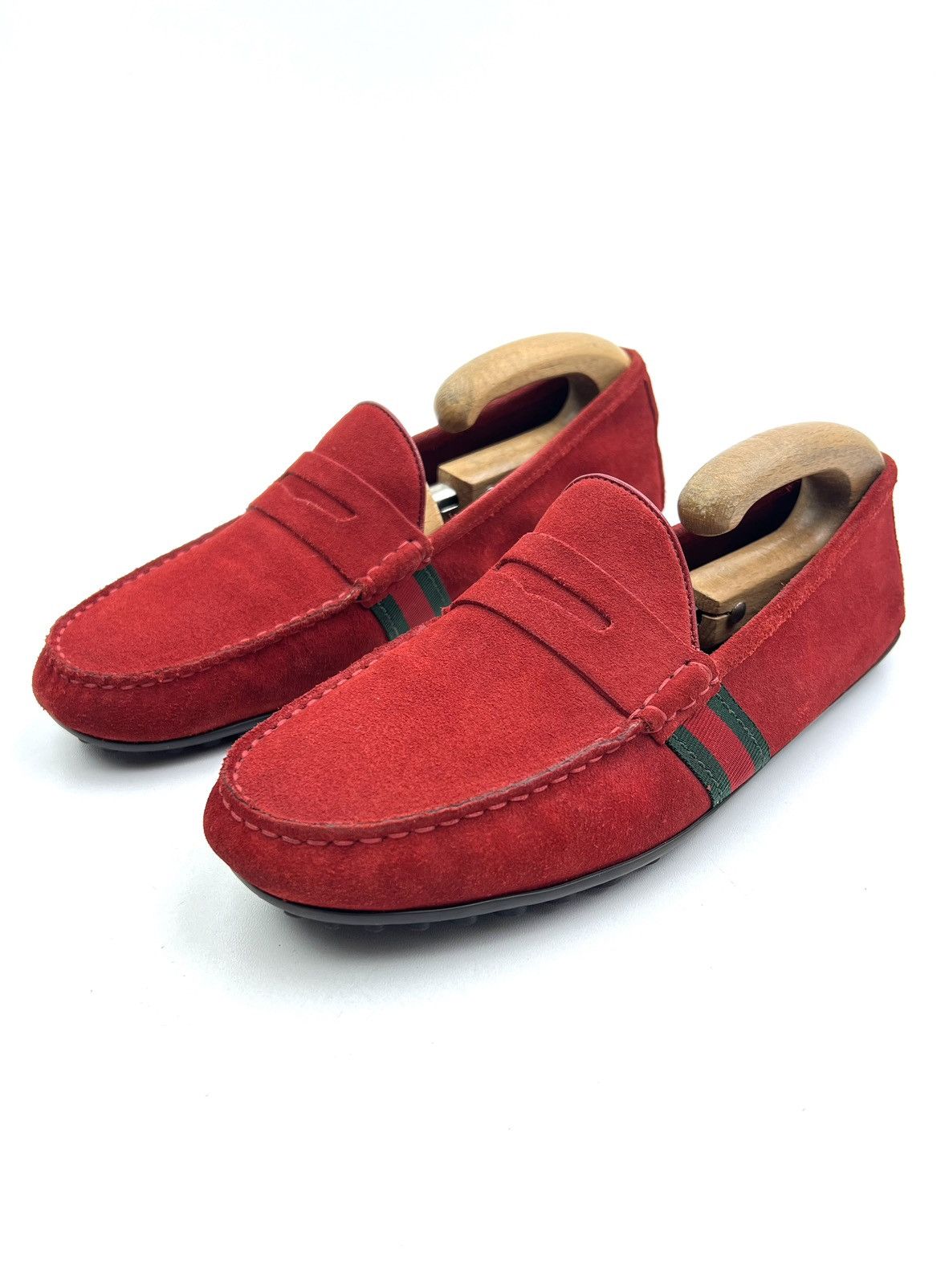Gucci GUCCI Loafers Drivers Leather Shoes Web Stripe Red Men's Size US 8.5 / EU 41-42 - 1 Thumbnail