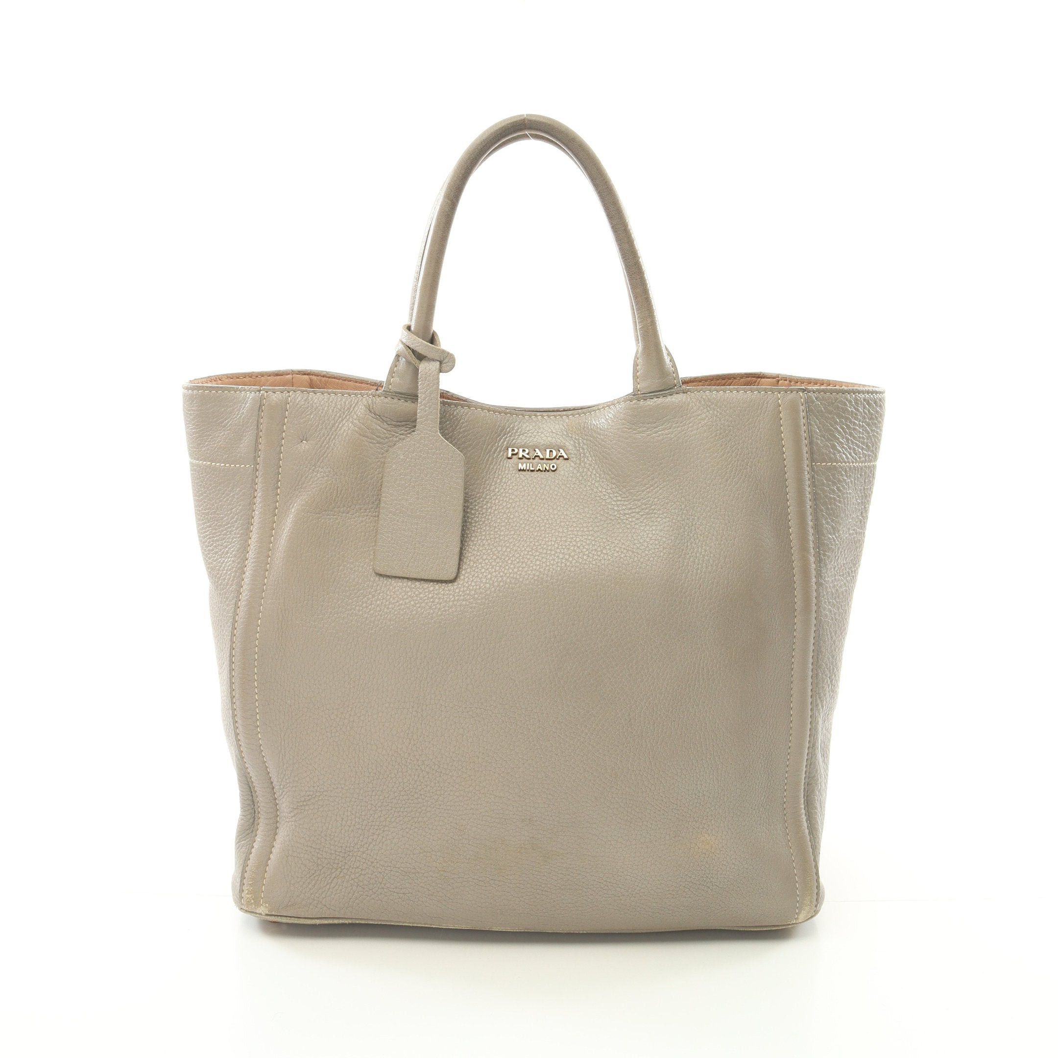 Prada Handbag Tote Bag Deerskin Gray Beige