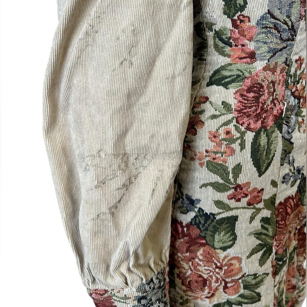 Designer CIDER Floral Mini Dress with Corduroy Sleeves Size S / US 4 / IT 40 - 4 Thumbnail