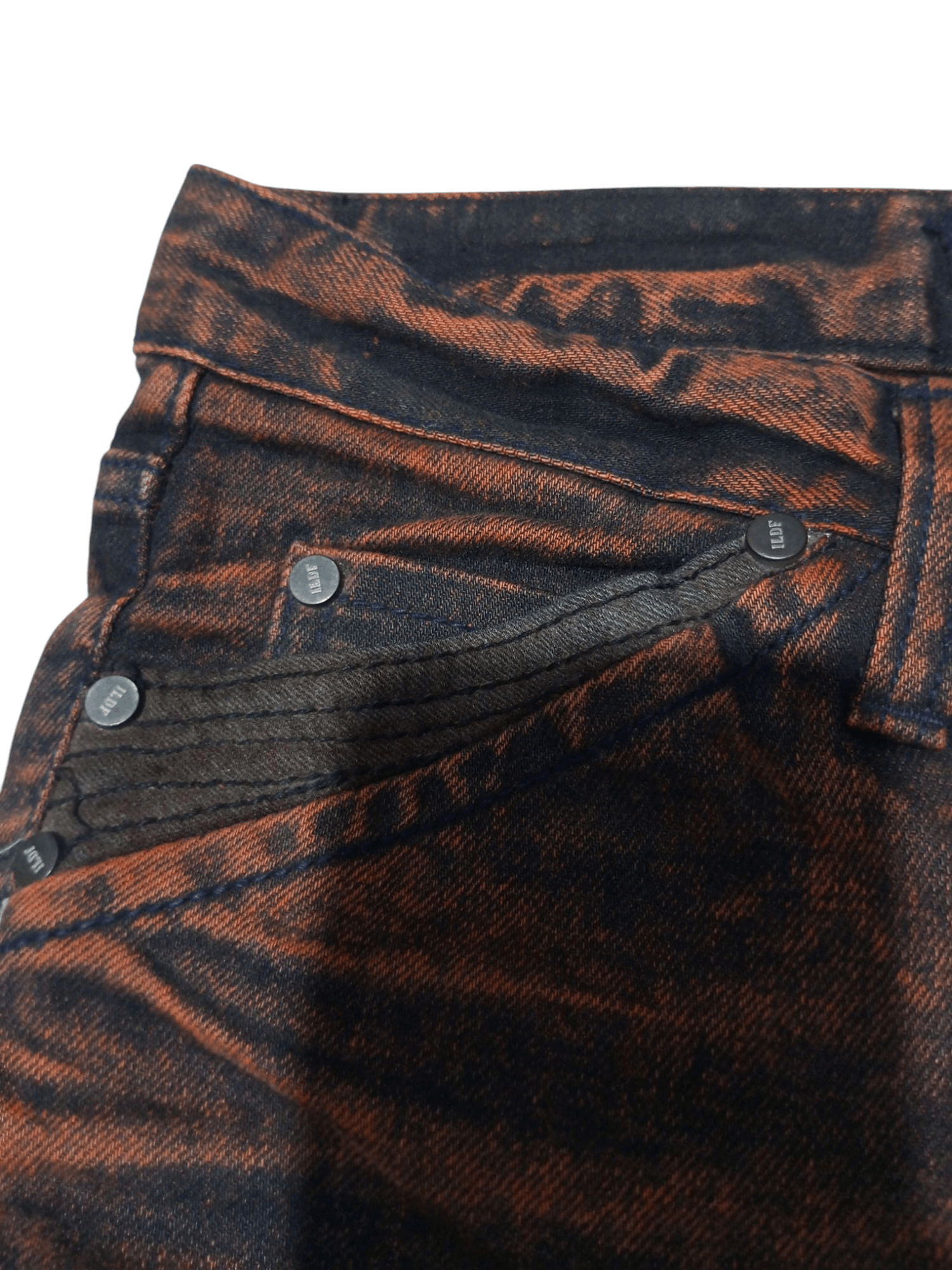 20471120 Vintage ildf black orange washed distressed denim Size US 27 - 5 Thumbnail