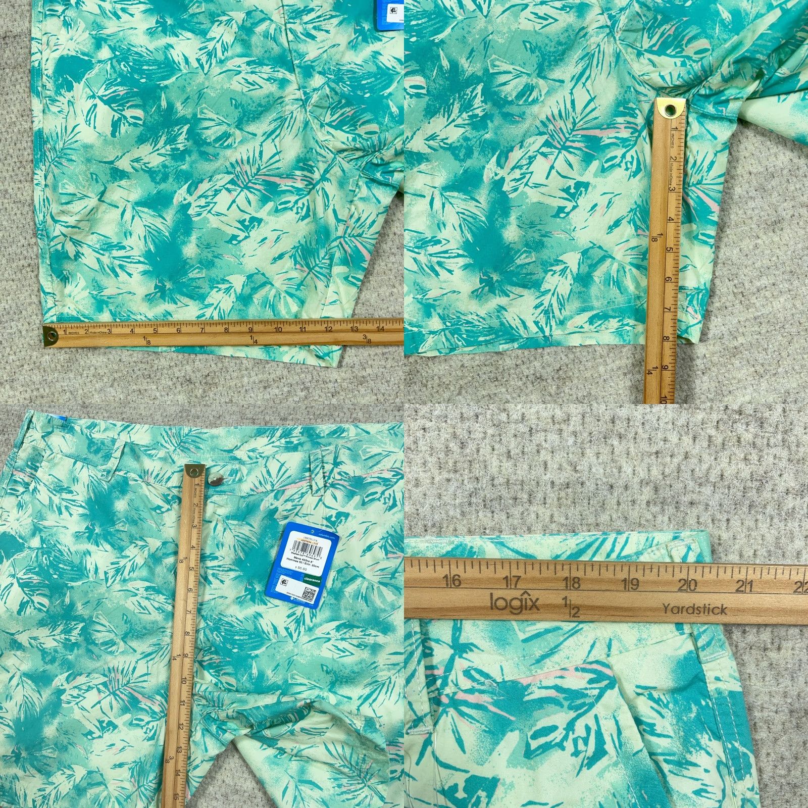 Vintage Columbia Shorts Men 40 Green Chino Palm Print Floral Washed Out Flat Front NEW Size US 40 / EU 56 - 8 Thumbnail