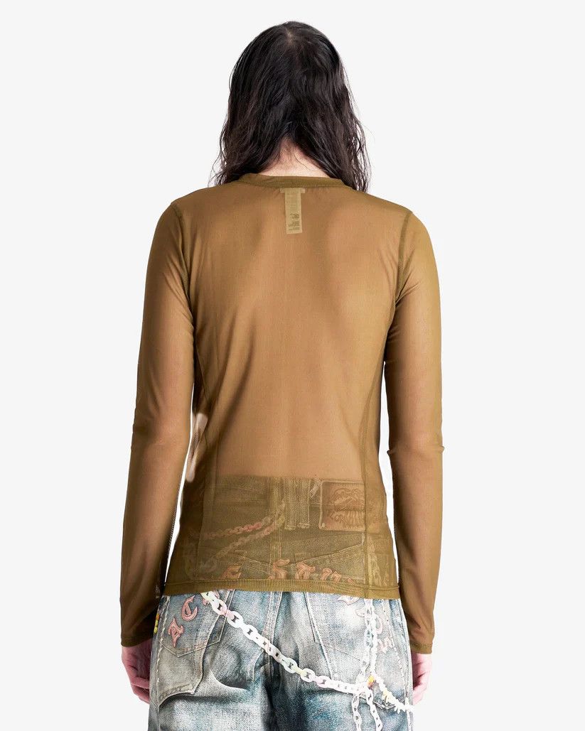 Acne Studios o1s1v1r1oon0825 Sheer Logo Long Sleeve in Green/Dark Khaki Size US M / EU 48-50 / 2 - 3 Thumbnail