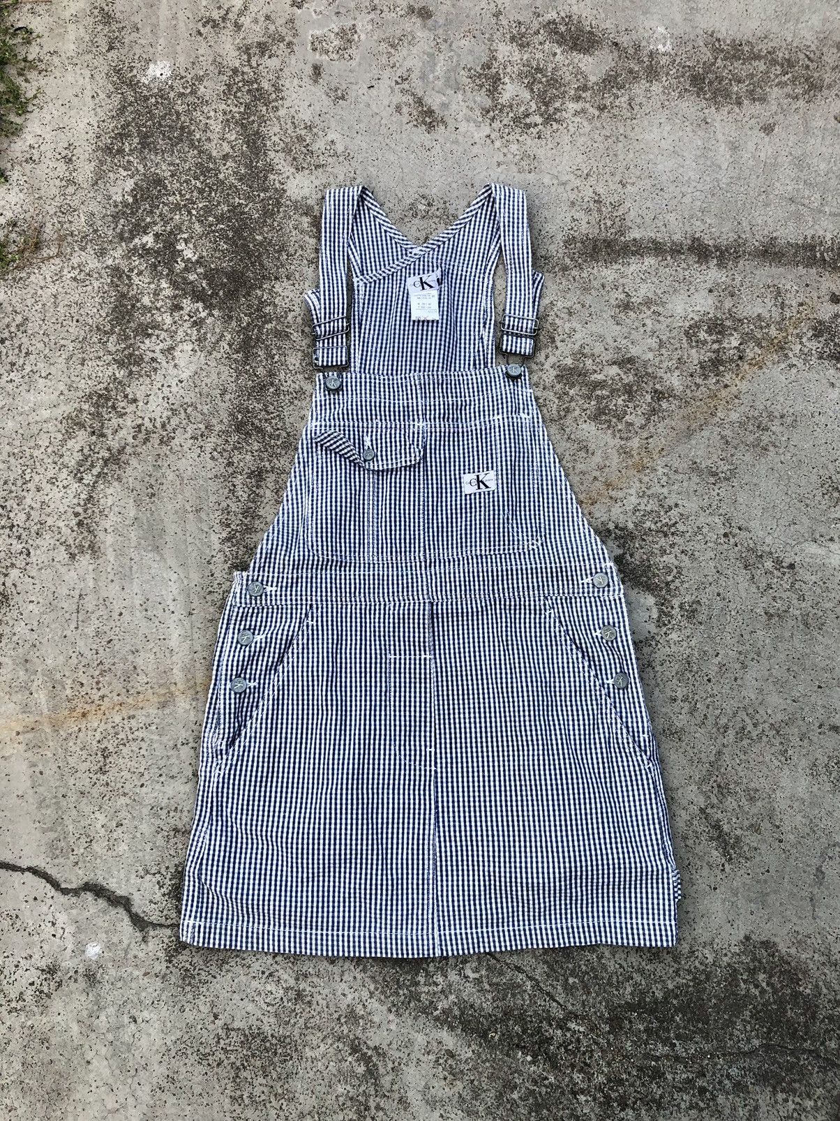 Calvin Klein × Vintage PLAID OVERALL DRESS Size S / US 4 / IT 40 - 1 Thumbnail