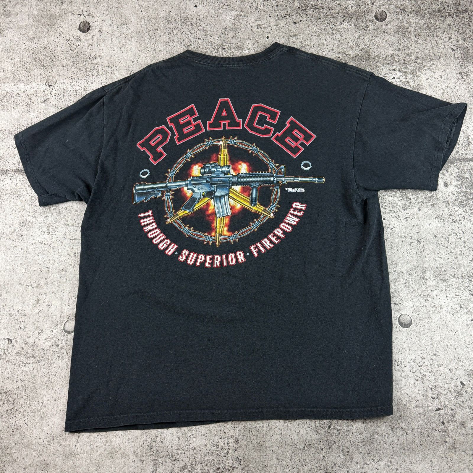 Vintage Peace Through Superior Firepower Shirt XL Size US XL / EU 56 / 4 - 2 Thumbnail