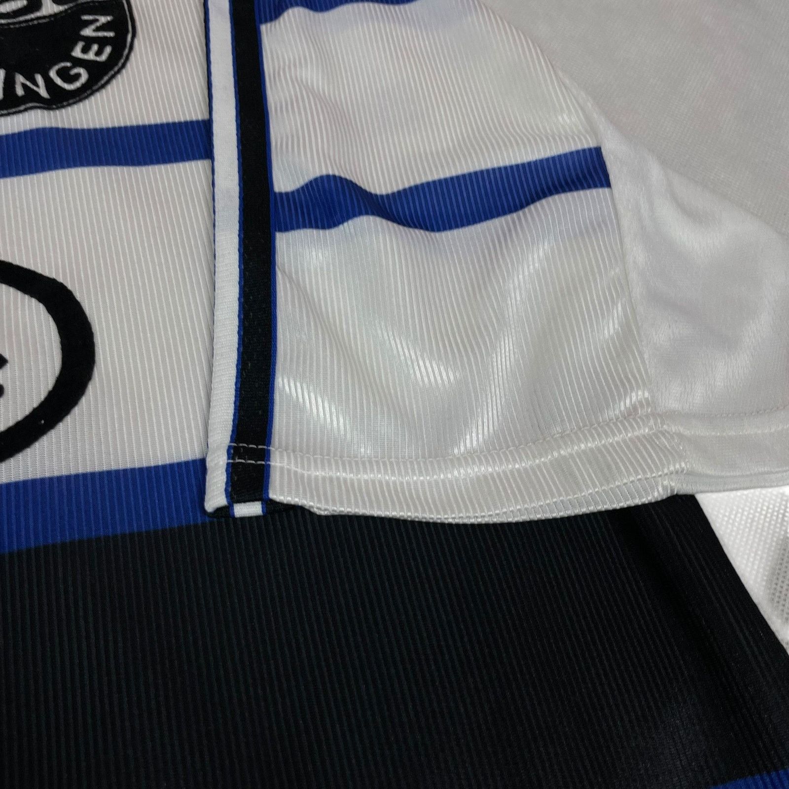 Adidas × Vintage Adidas Mens White Black Stripe Duingen Sports Club Jersey XL Size US XL / EU 56 / 4 - 4 Thumbnail