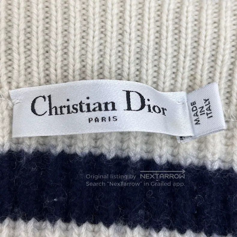 Dior Dior Dark blue striped bee logo wool cashmere sweater Size XS / US 0-2 / IT 36-38 - 5 Thumbnail