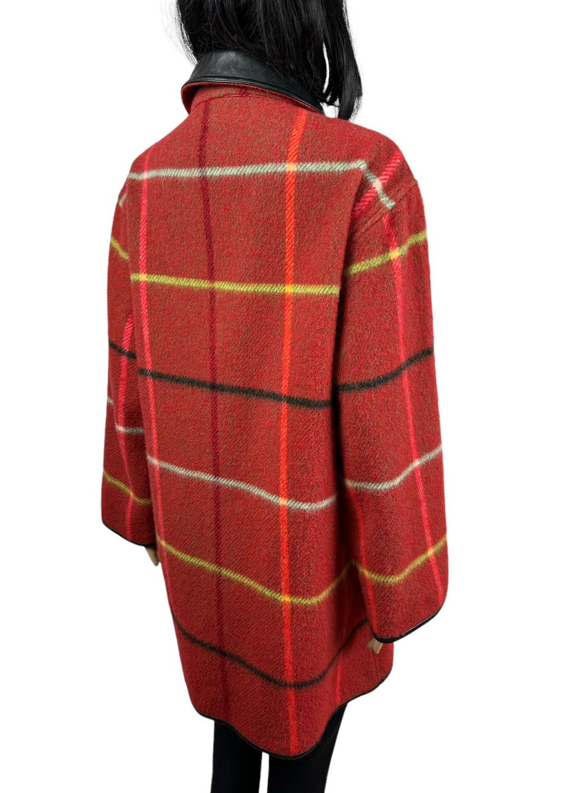 Nina Ricci × Vintage Nina Ricci Vintage Check Wool Coat Leather Trim size 38 Size S / US 4 / IT 40 - 11 Thumbnail