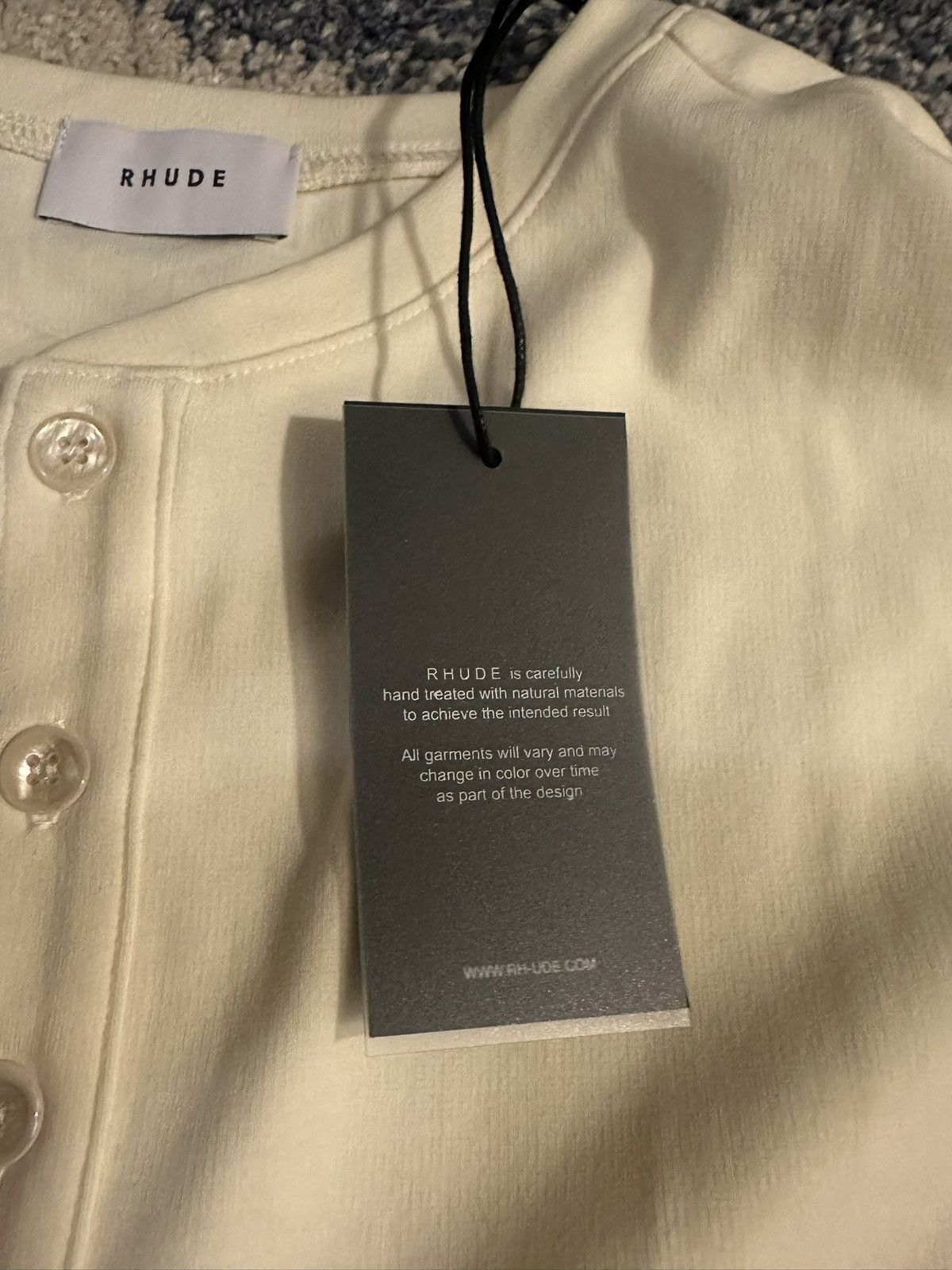 Rhude RHUDE PANEL HENLEY CREAM/ BLUE Size US L / EU 52-54 / 3 - 3 Thumbnail