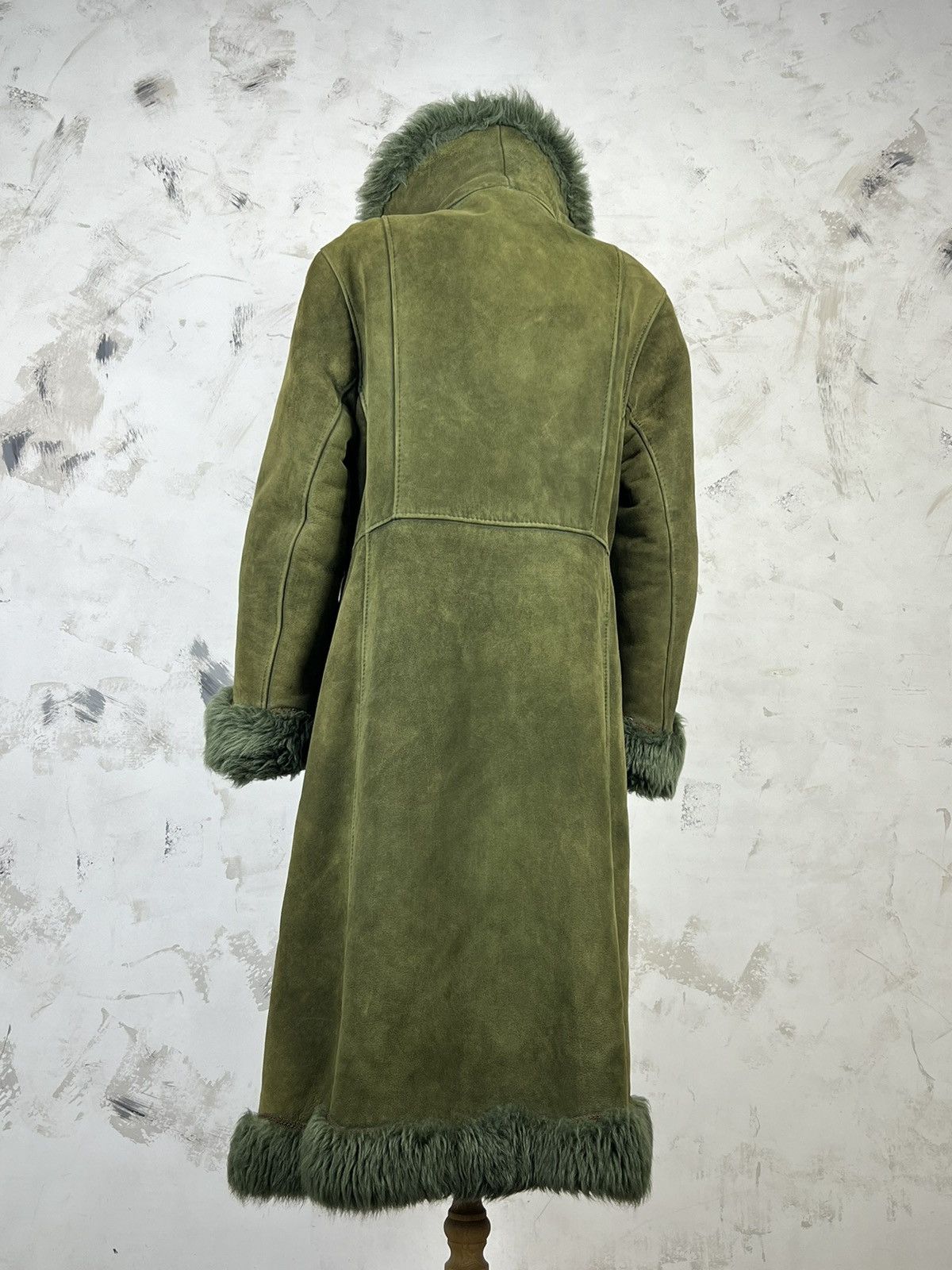 Vintage Vintage Green Suede Shearling Coat Long Jacket Size M - L Size L / US 10 / IT 46 - 4 Thumbnail