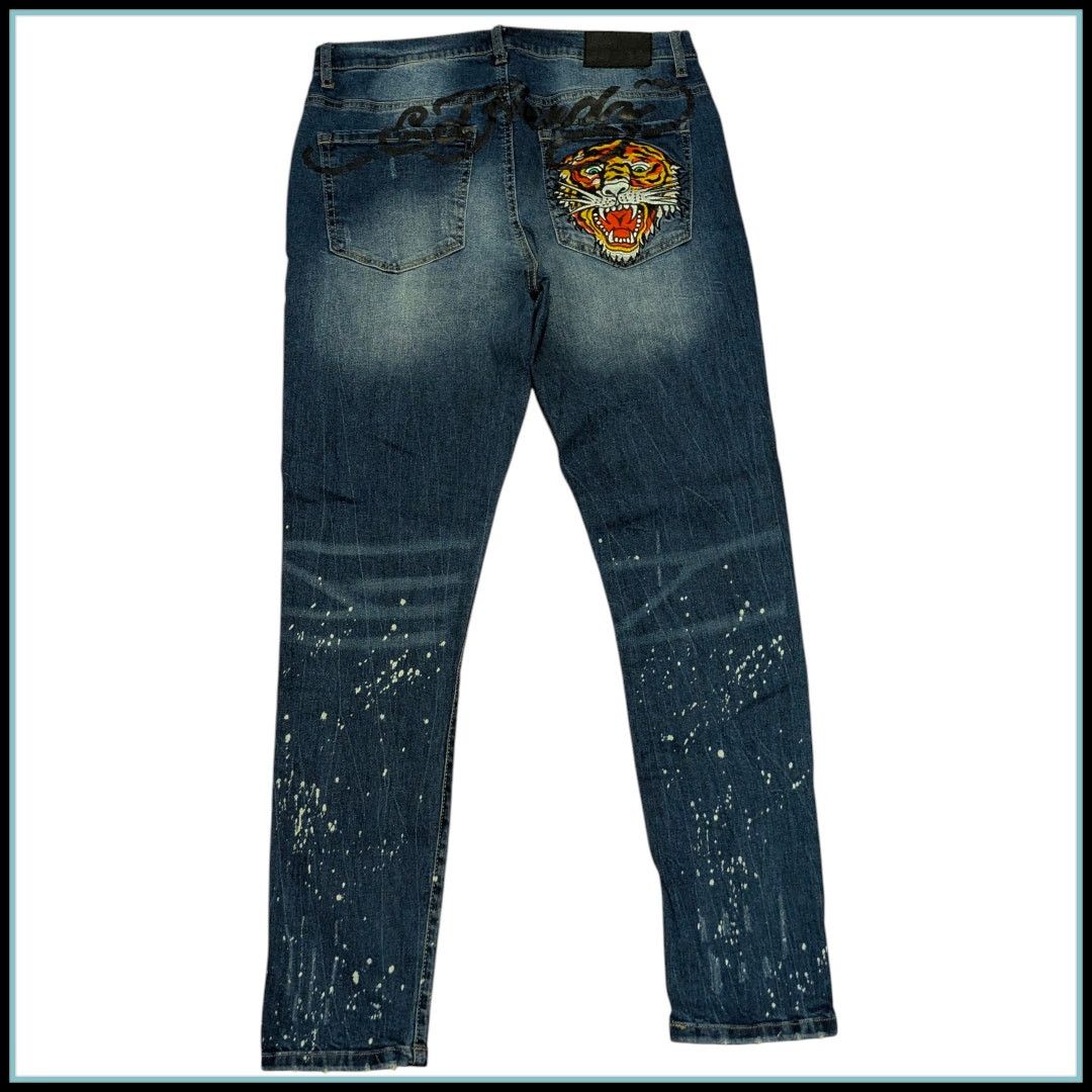Ed Hardy ED HARDY "Roaring Tiger" Splatter Jeans Slim Taper Men's 32 Size US 32 / EU 48 - 3 Thumbnail