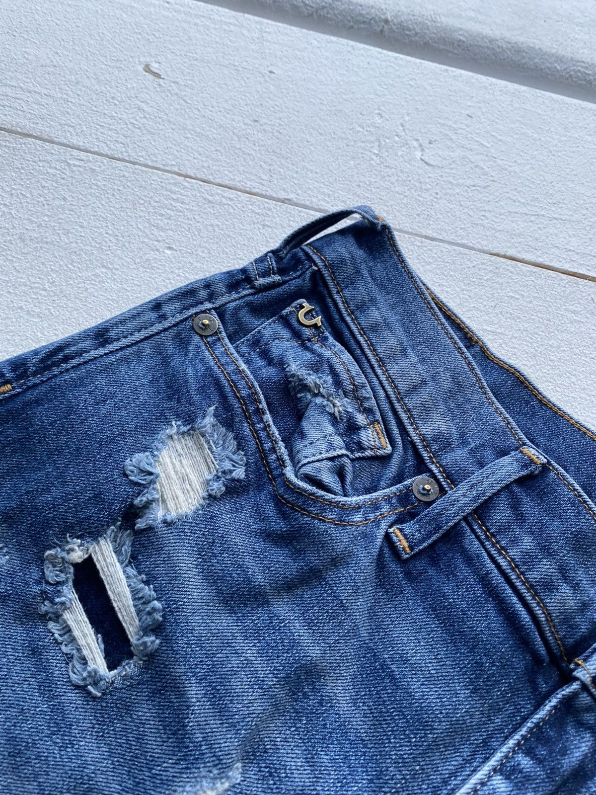 True Religion 00s Y2K True Religion Victoria Skinny Distressed Jeans Italy Size 29" - 11 Thumbnail