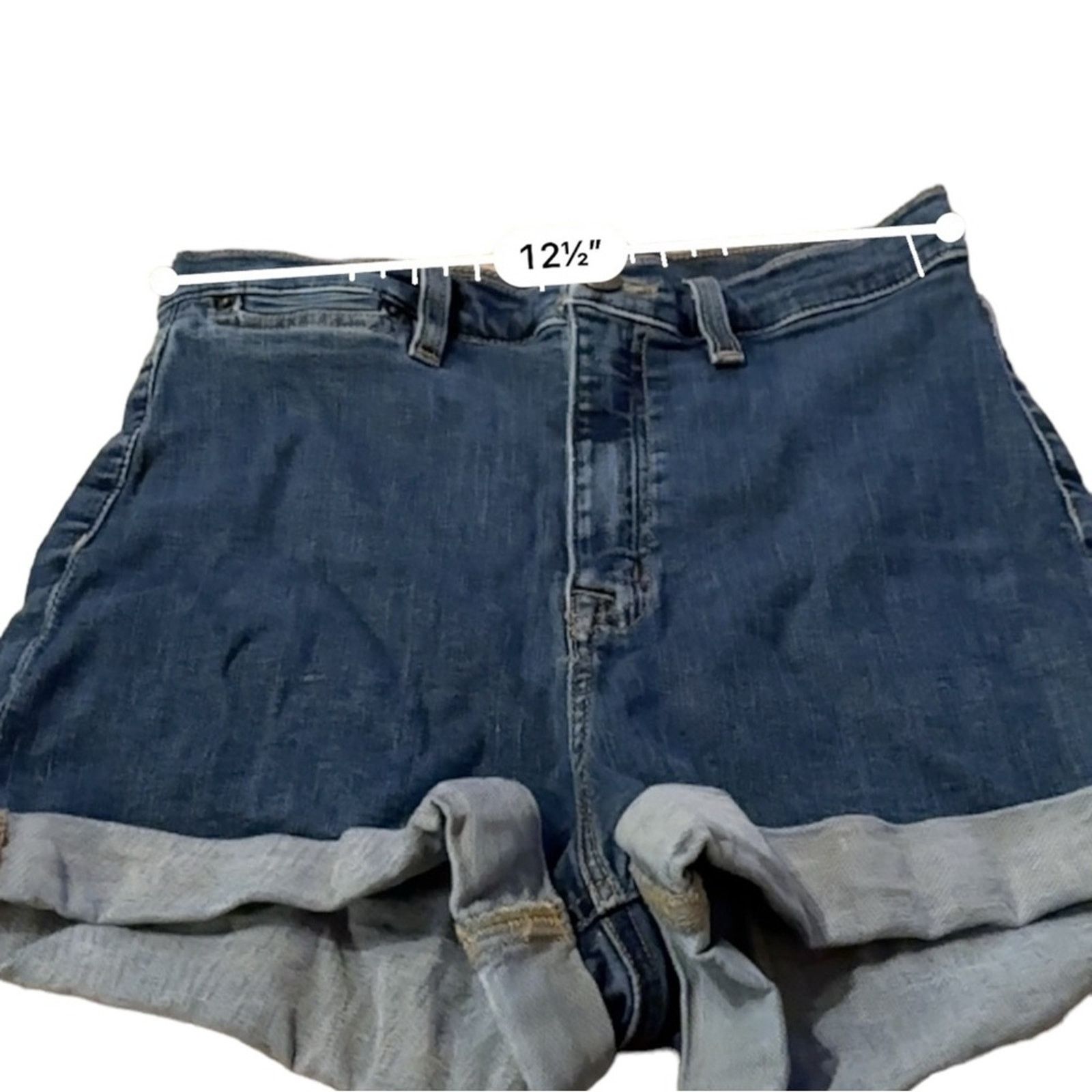Urban Outfitters Urban Outfitters BDG Pin Up Medium Wash High Rise Shorts 29 Size 29" - 6 Thumbnail