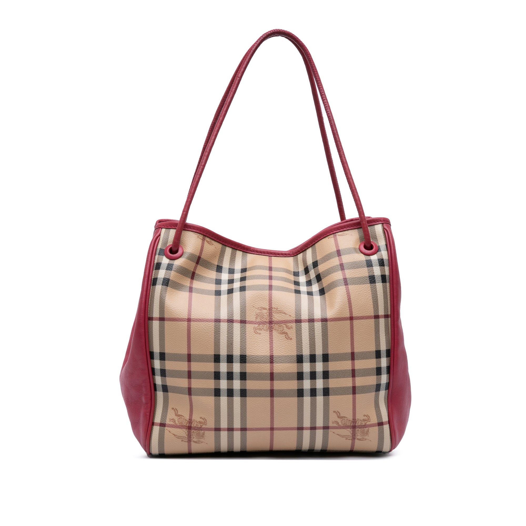 Burberry Small Leather Trimmed Haymarket Check Coated Canvas Canterbury Tote Size ONE SIZE - 1 Thumbnail
