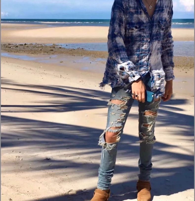 Yves Saint Laurent Saint Laurent 14SS Cat Claw Erosion Big Destruction Blue J Size US 28 / EU 44 - 8 Thumbnail