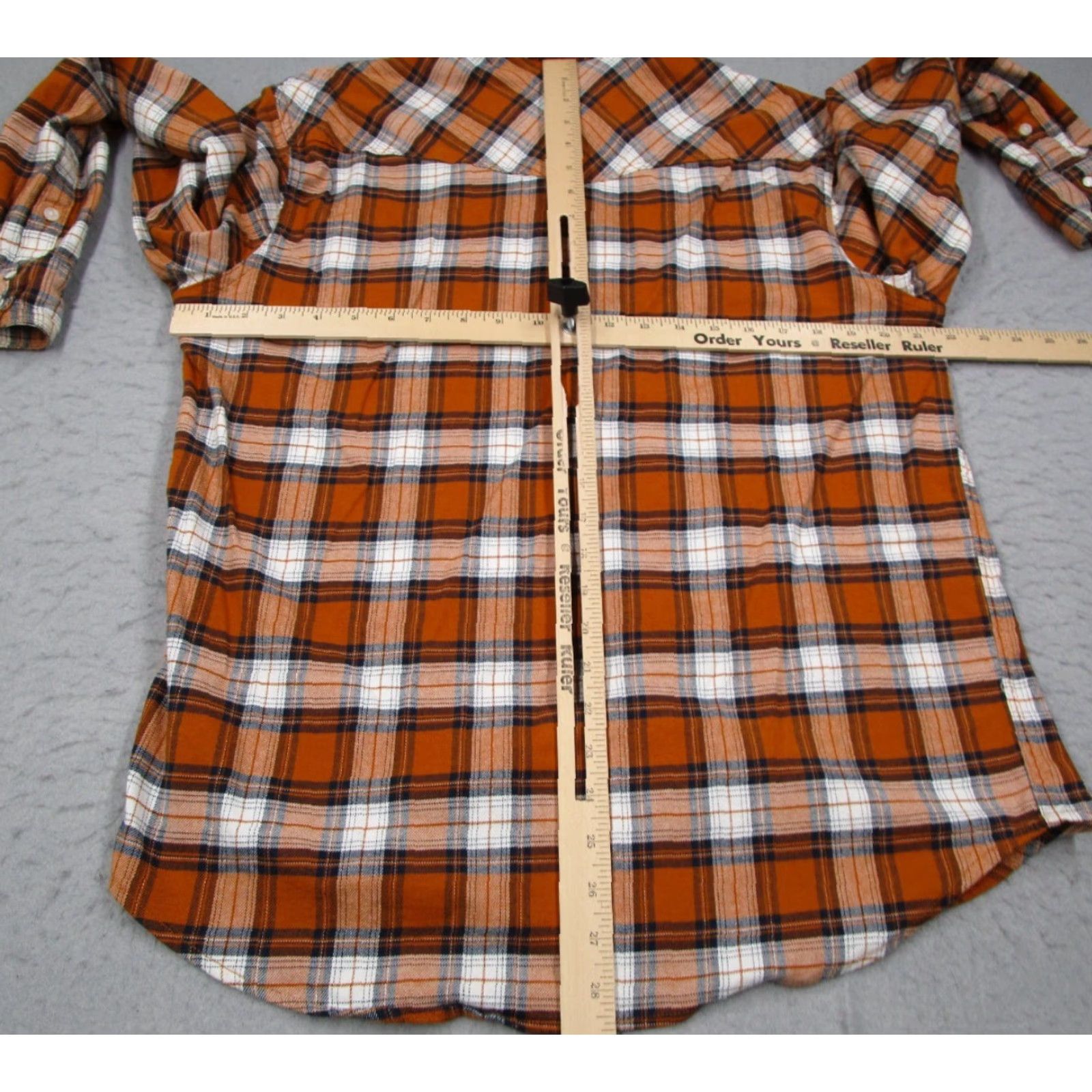 Lucky Brand Lucky Brand Men's Large Orange Plaid Button-Up Flannel Shirt Long Sleeve Pearl Snap Classic Casual Western Size US L / EU 52-54 / 3 - 5 Thumbnail