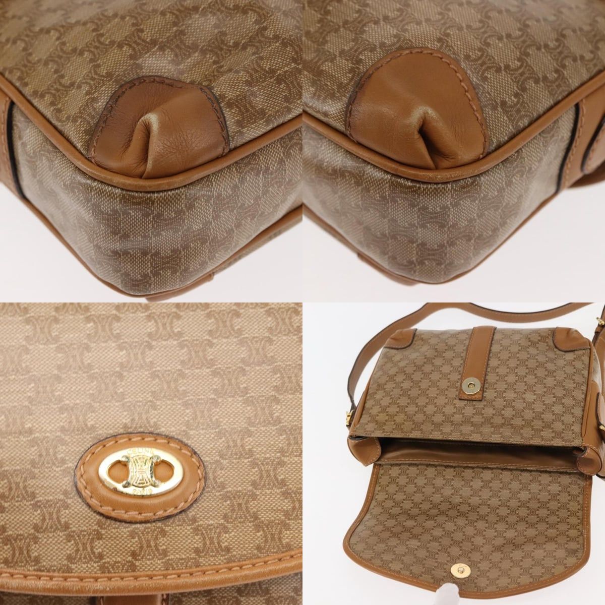 Celine CELINE Macadam Canvas Shoulder Bag Pvc Beige Gold Size ONE SIZE - 11 Thumbnail