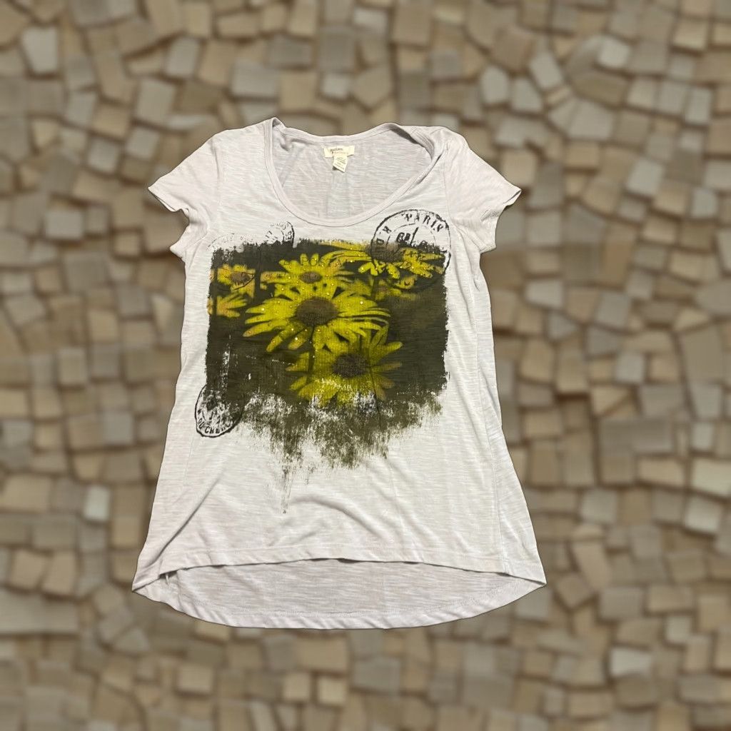 Madison Madison & Berkeley Shirt Women's Large Yellow Floral Print Short Sleeve Round Neck Pullover Casual Modern Basic T-Shirt Size L / US 10 / IT 46 - 1 Thumbnail