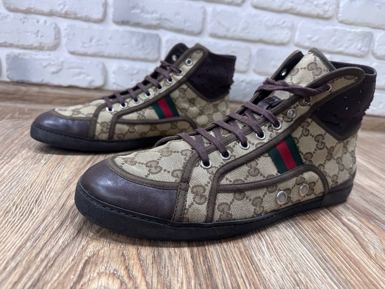 Gucci Gucci California Striped High Top Mens Sneakers Size Size US 10.5 / EU 43-44 - 11 Thumbnail