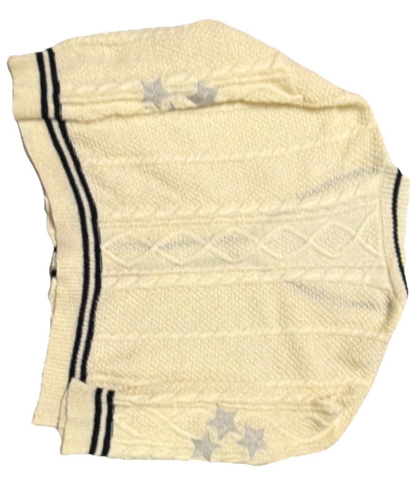 The Unbranded Brand Ivory Black Cable-Knit V-Neck Cardigan Sweater M off label Size M / US 6-8 / IT 42-44 - 4 Thumbnail