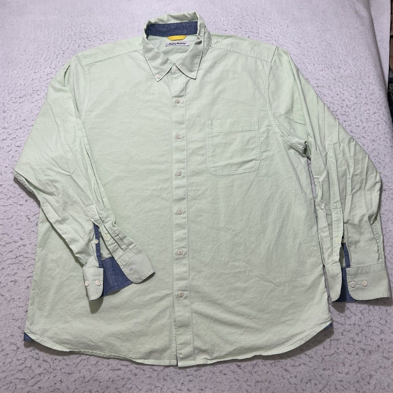 Tommy Bahama Tommy Bahama Button Down Pocket Dress Shirt Light Green Size US XL / EU 56 / 4 - 1 Thumbnail