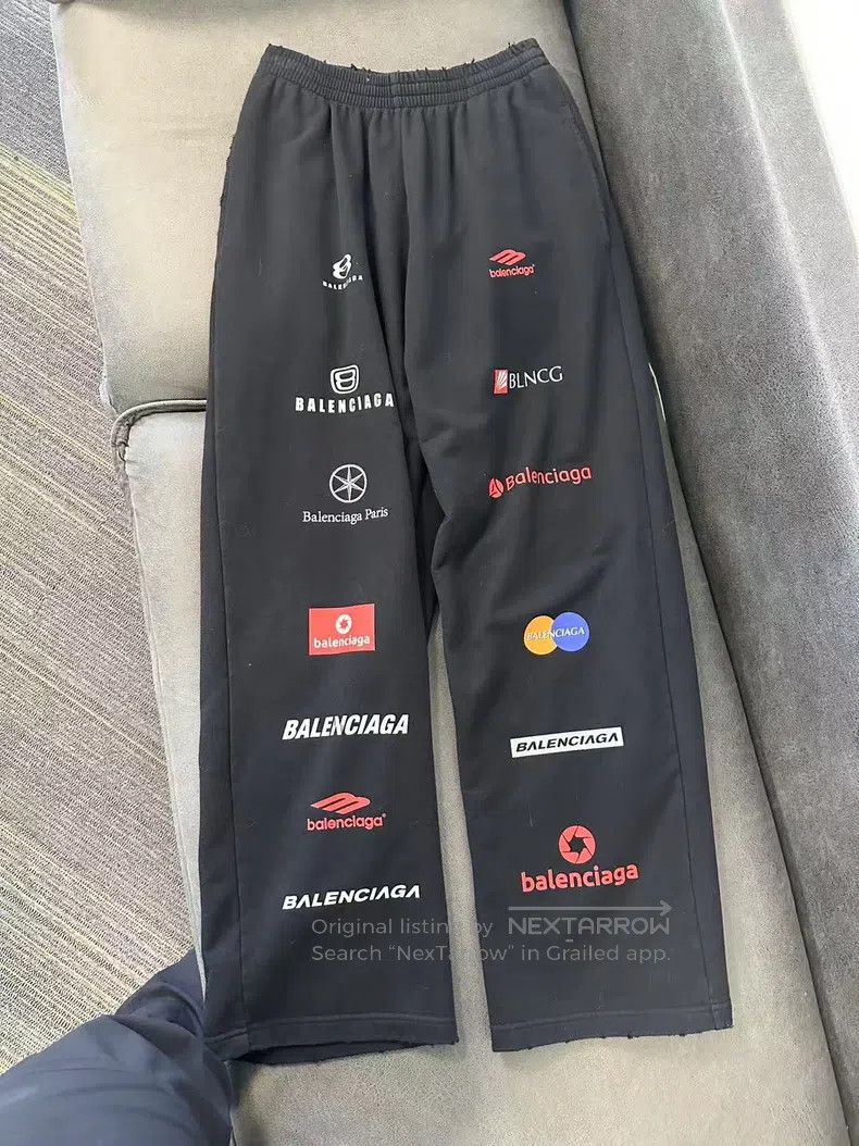 Balenciaga size XS Letter Pattern Printed Straight Leg Cas