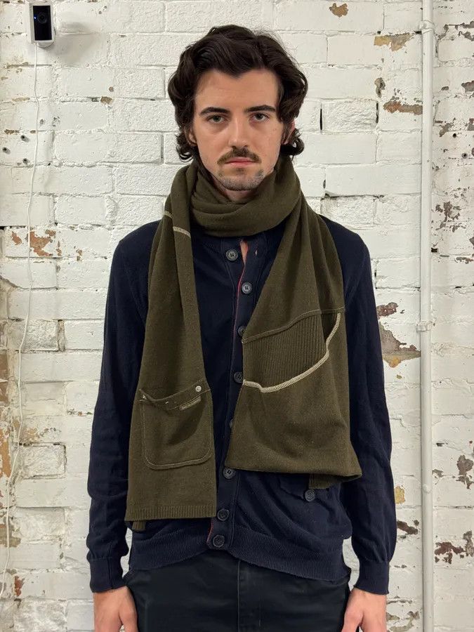 Dolce & Gabbana AW2003 Dolce & Gabbana Green Double Pocket Wool Scarf Size ONE SIZE - 2 Thumbnail