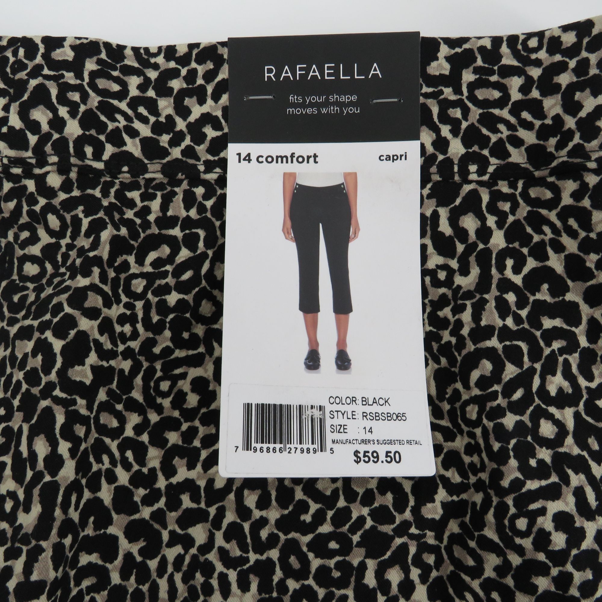 Other Rafaella Womens Leopard Print Capri Pants Size 14 Black Brow Size 36" / US 14 / IT 50 - 3 Thumbnail