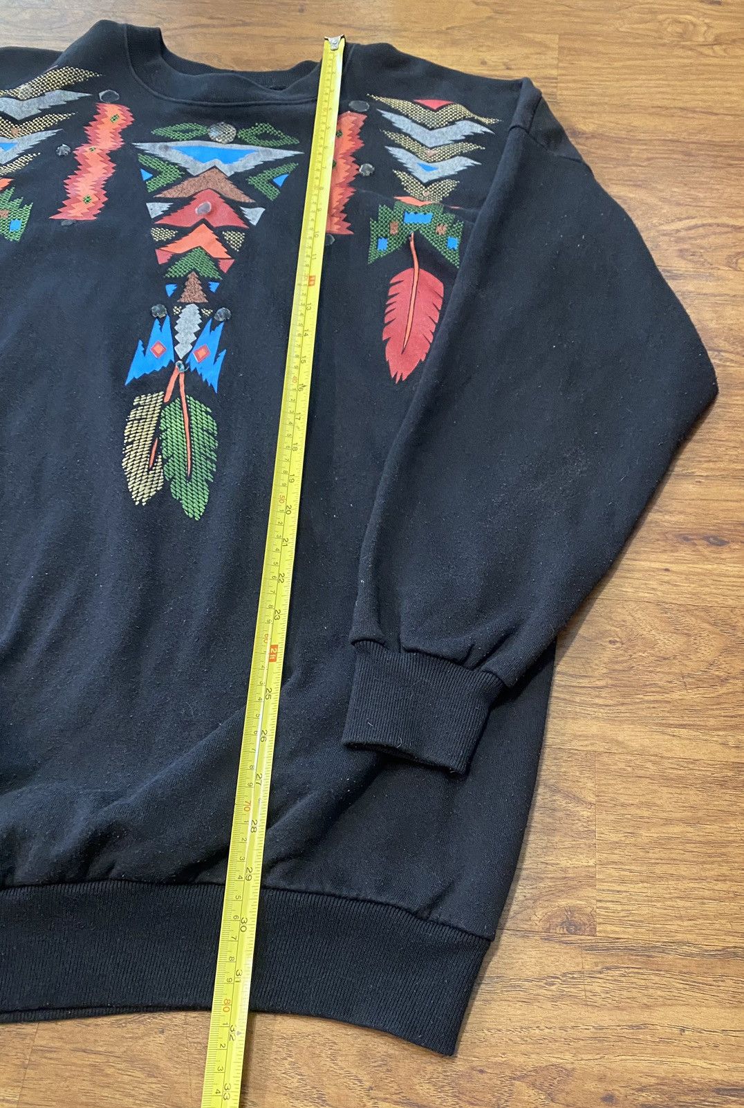 Vintage Vintage 1992 Marcy N Me EZL Sweater AZTEC ART Feather Rare Size ONE SIZE - 6 Thumbnail