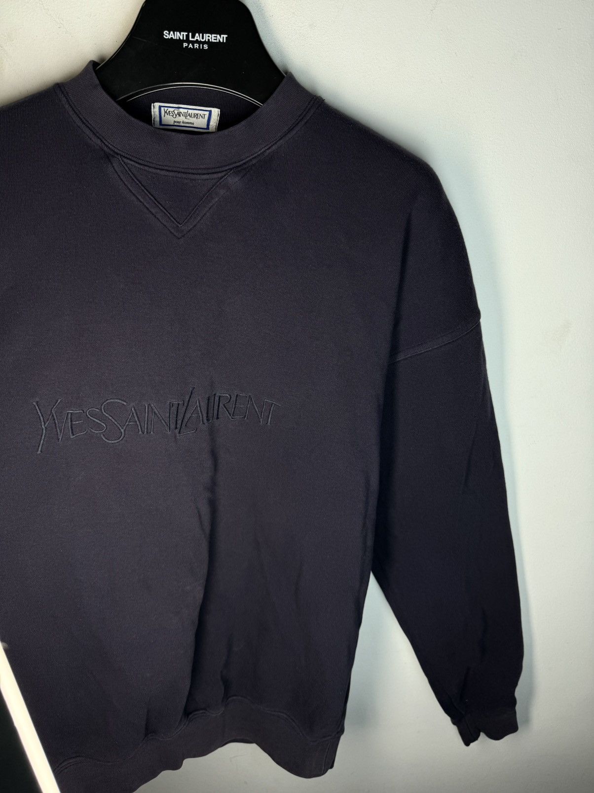 Yves Saint Laurent 90’s YSL Sweatshirt Big Logo YSL Sweater Navy Size US M / EU 48-50 / 2 - 18 Thumbnail