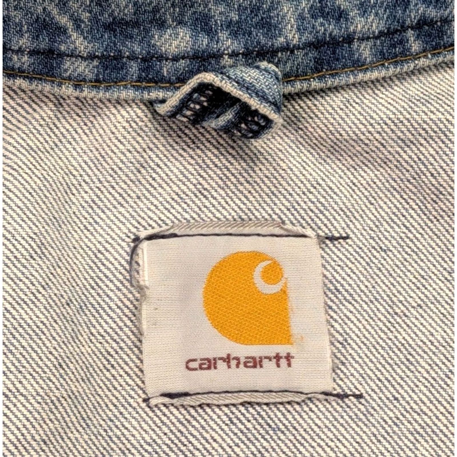 Carhartt VINTAGE Carhartt J12 Jacket USA Biker Denim Blue 2XL Mens Size US 39 - 5 Thumbnail