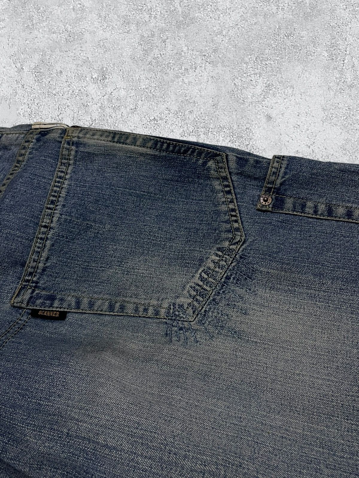 Japanese Brand Vintage 90’s Japan Scanner Unique Patch Pocket Baggy Denim Size US 33 - 12 Thumbnail