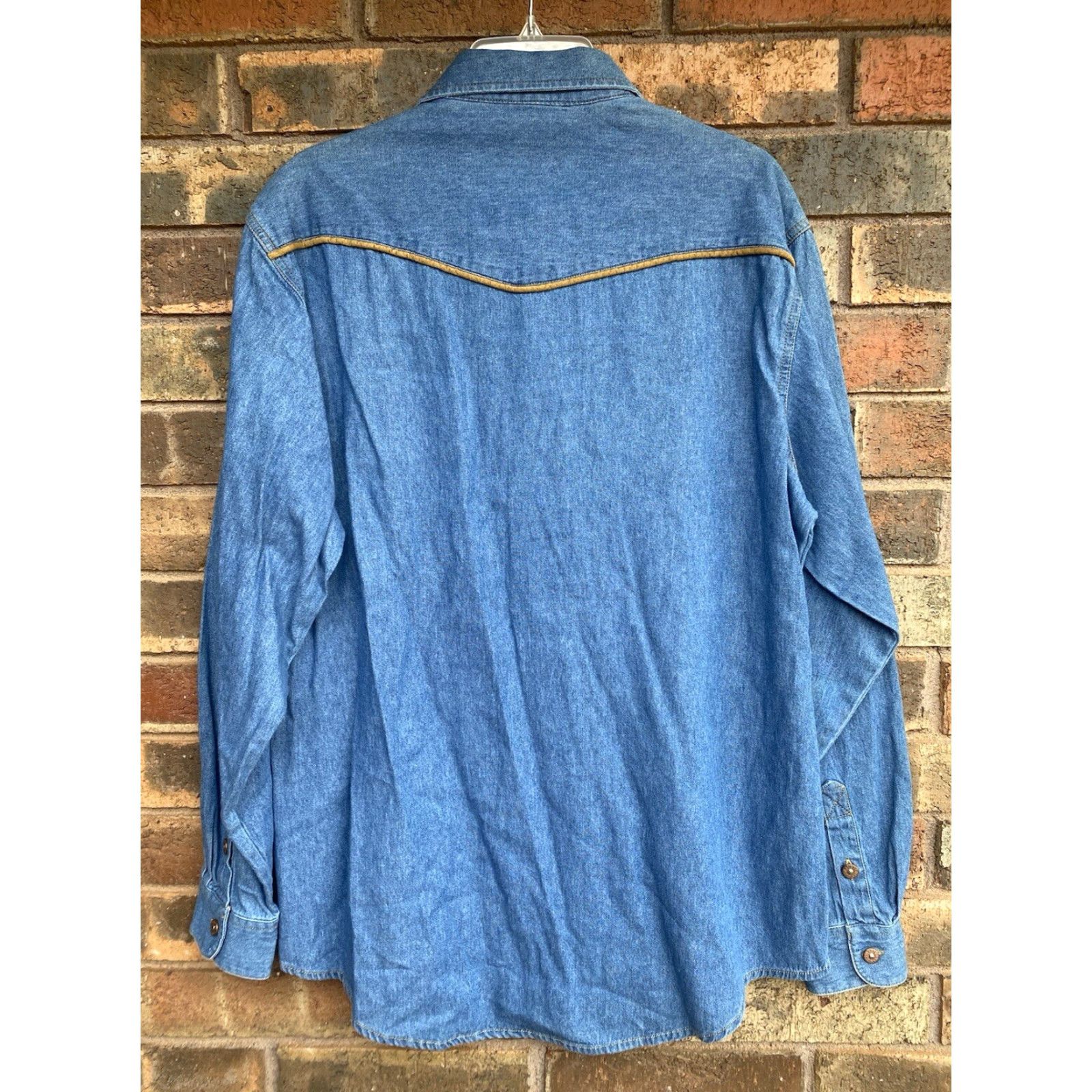 Stetson Stetson Denim Button-Up Shirt Western Mens L Blue Leather Trim Embroidered Pockets Bullet Buttons NWT Button-Up Shirt Size US L / EU 52-54 / 3 - 2 Thumbnail