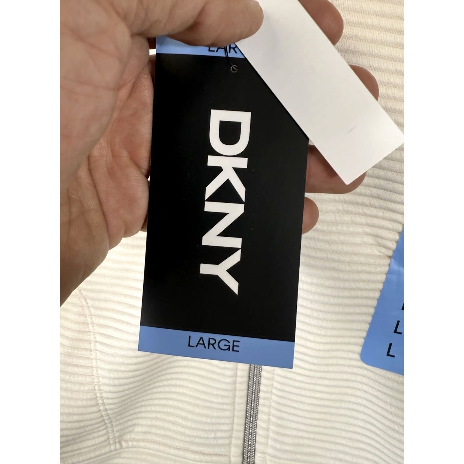 DKNY DKNY Ottoman Full Zip Hoodie Sweatshirt Women Size L Sand Ivory Pink Ribbed NWT Size L / US 10 / IT 46 - 5 Thumbnail