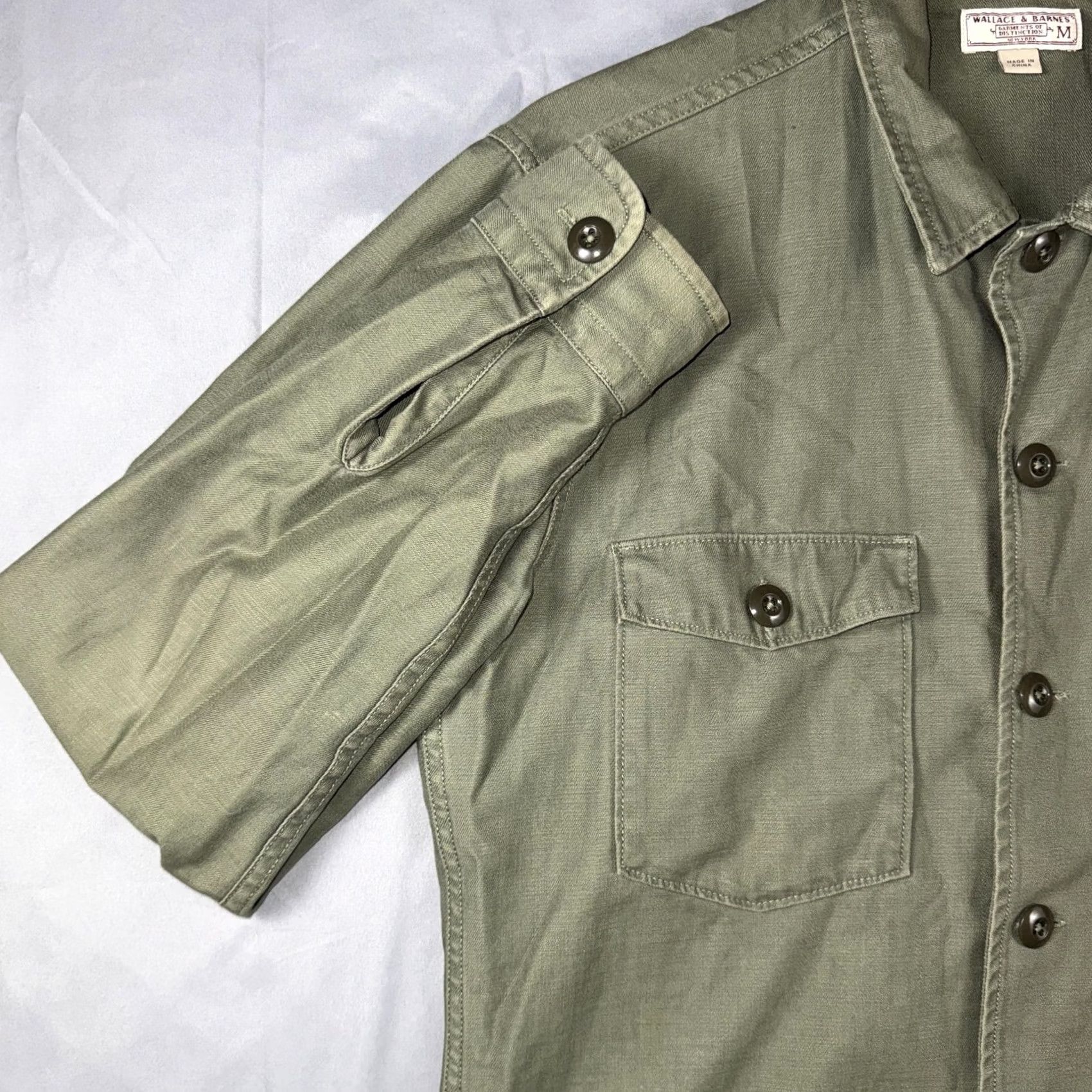 Wallace & Barnes Wallace & Barnes Green Twill Button Front Long Sleeve Shirt Mens Medium Workwear Size US M / EU 48-50 / 2 - 7 Thumbnail