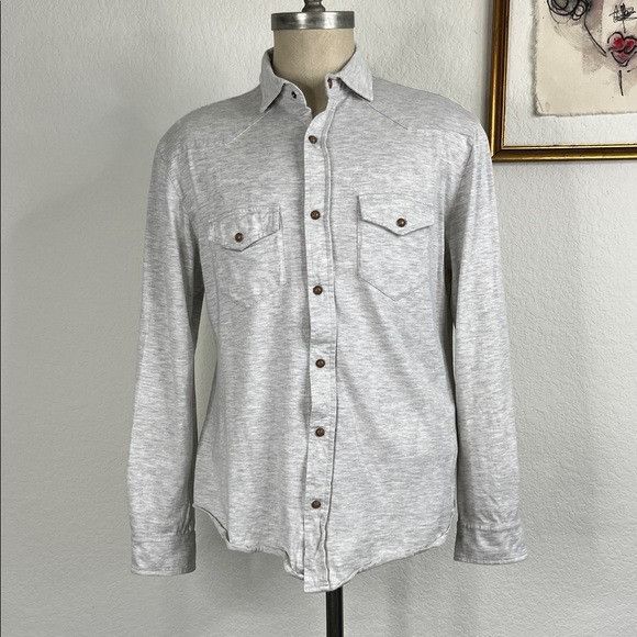 Eleventy Eleventy Texas Cotton Snap Western Button Down Shirt Size US XL / EU 56 / 4 - 1 Thumbnail