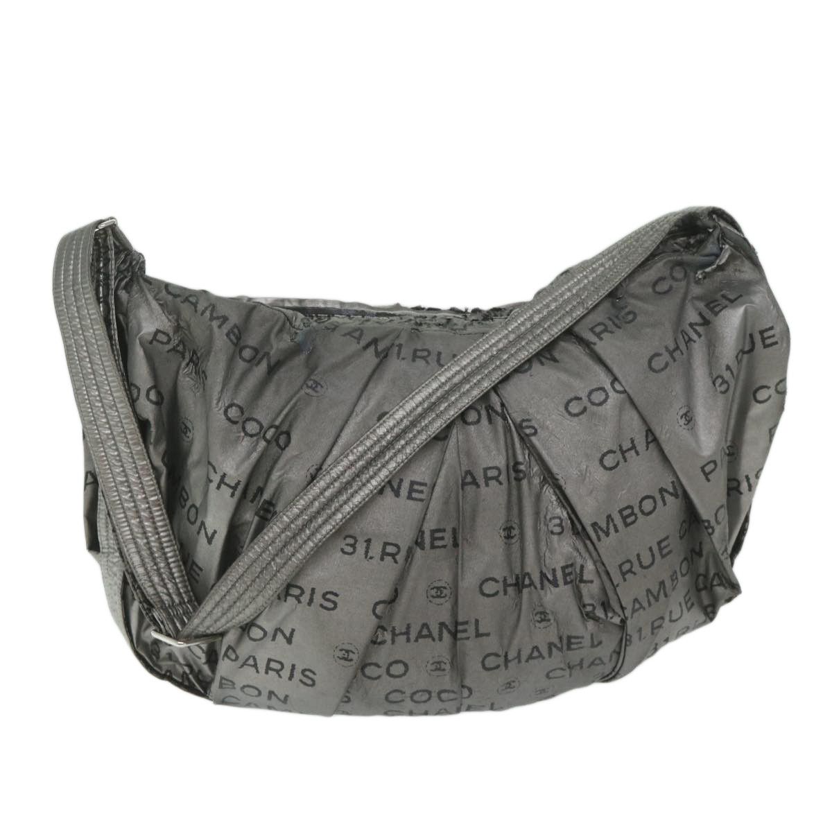 image of Chanel Unlimited Shoulder Bag Nylon Silver Cc Auth Yb449, Women's