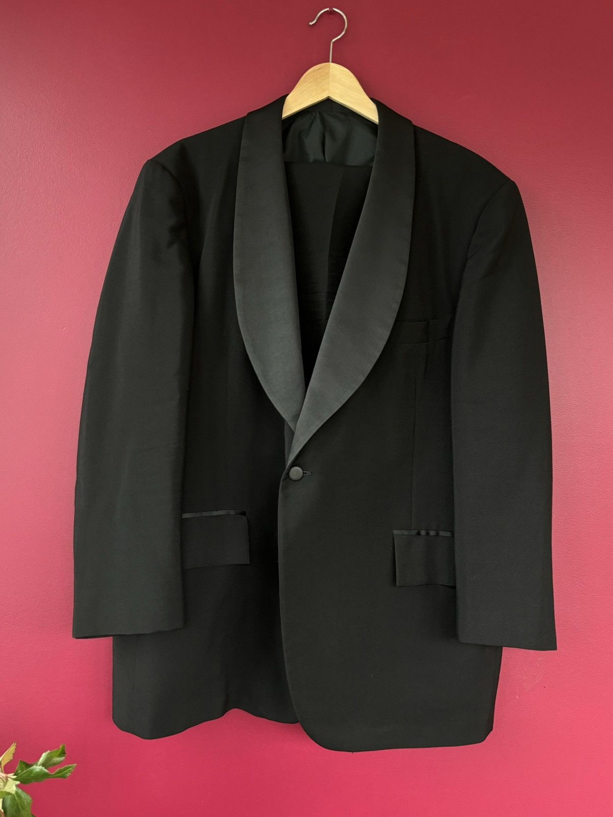 Vintage 1950s Tuxedo Mohair Wool England Vintage Two Piece Shawl 50R Size 50R - 2 Thumbnail