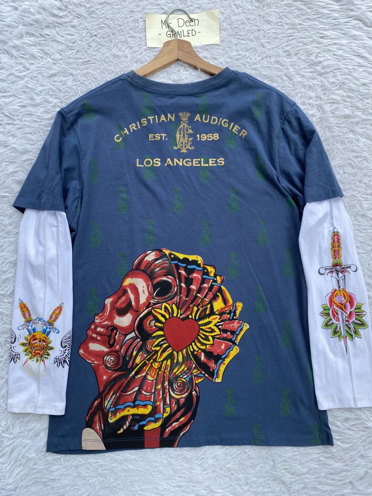 Christian Audigier Christian Audigier Men's M Long Sleeve Graphic Skull Tee Size US M / EU 48-50 / 2 - 16 Thumbnail