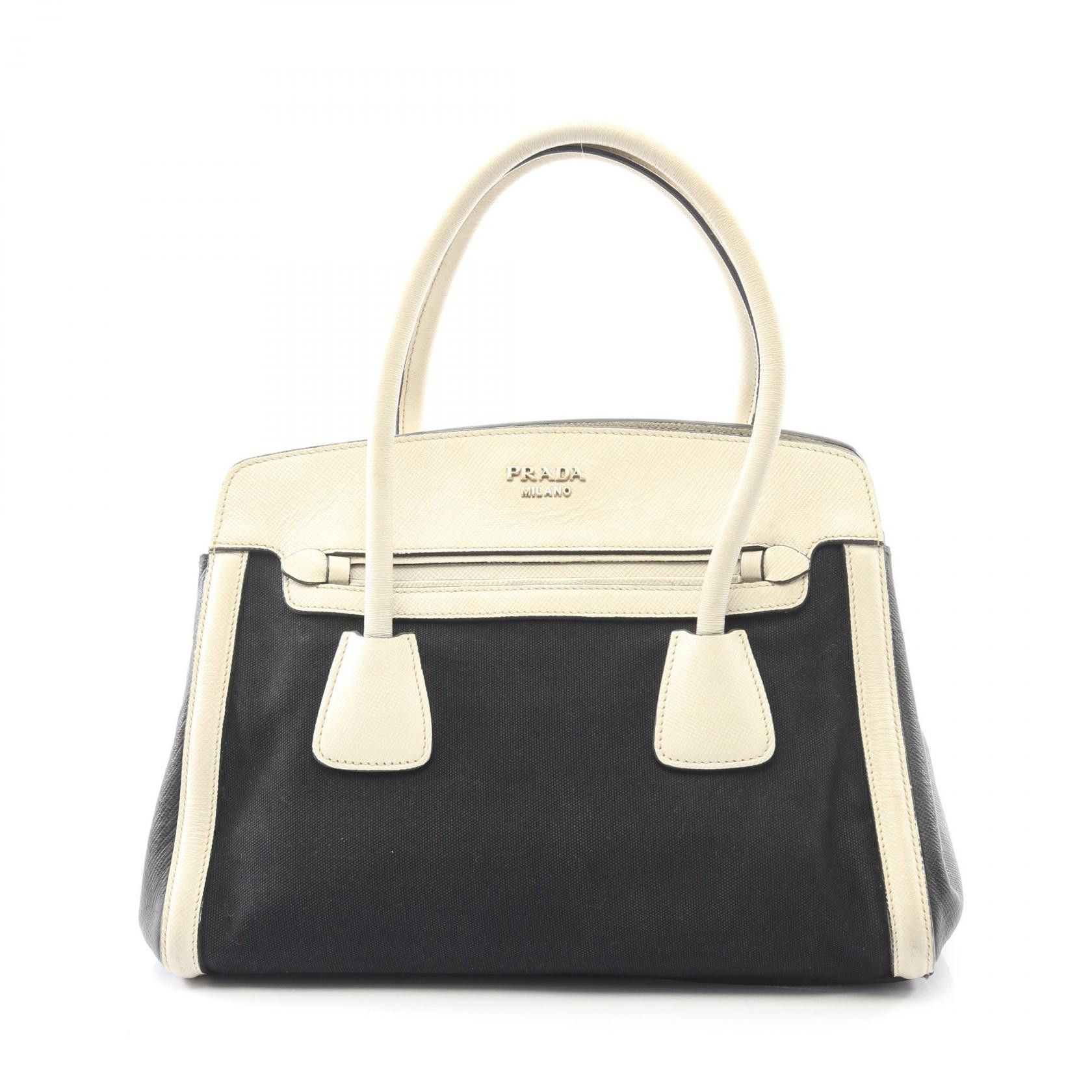 Prada Prada Prada Canvas Saffiano Leather Handbag Leather Handbag DUTY FREE for USA Size ONE SIZE - 1 Thumbnail